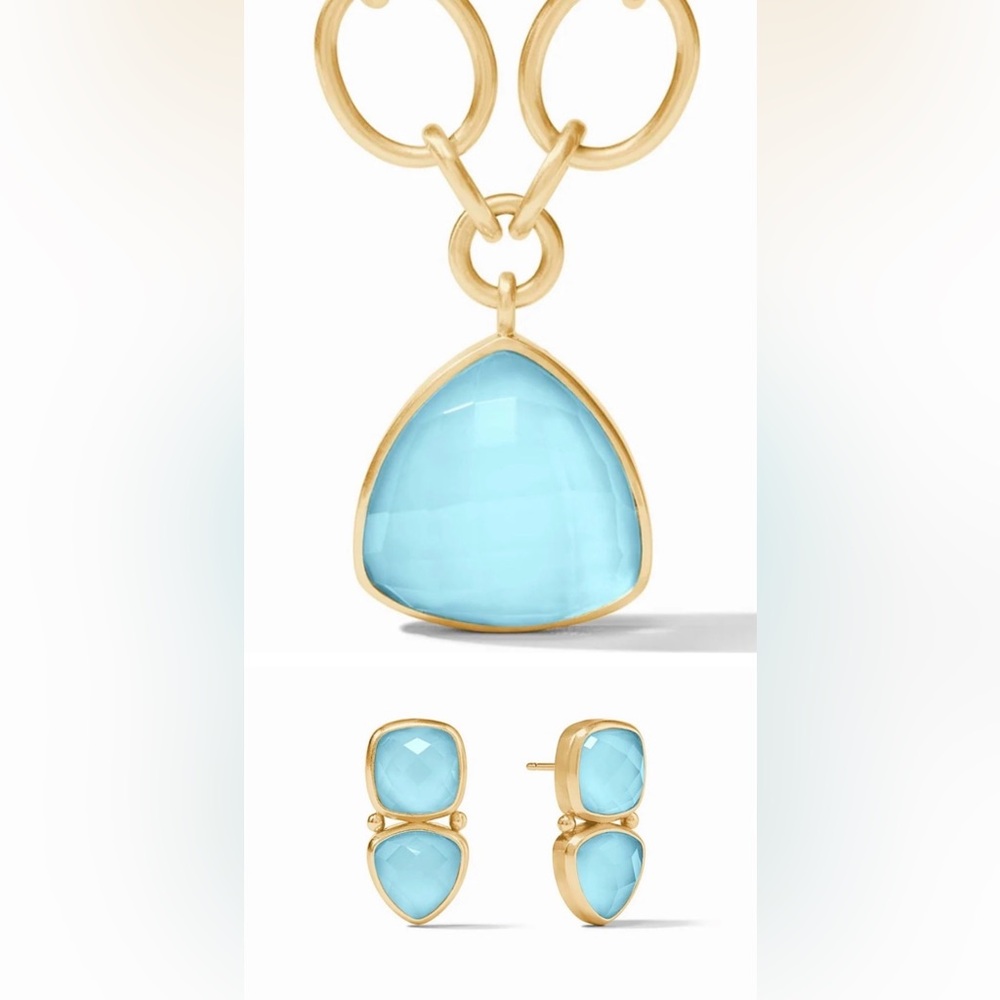 NWT! Julie Vos Aquitaine Statement Pendant Necklace and Midi Earrings set